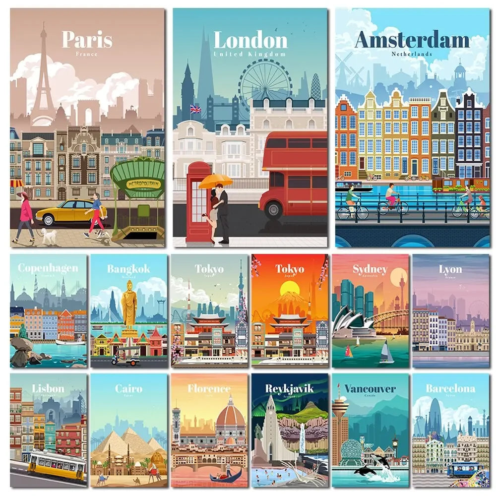 Cityscape Canvas Art: Rio, NYC, Paris, Tokyo, Spain Decor