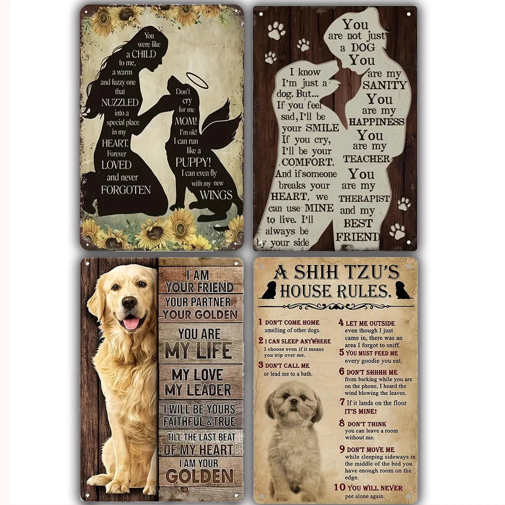 Vintage Dog Tin Sign Wall Decor 20x30cm Pet Lover Gift