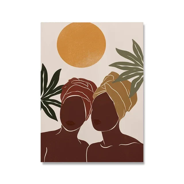 Afro Woman Wall Art: Abstract Black Boho Decor Prints