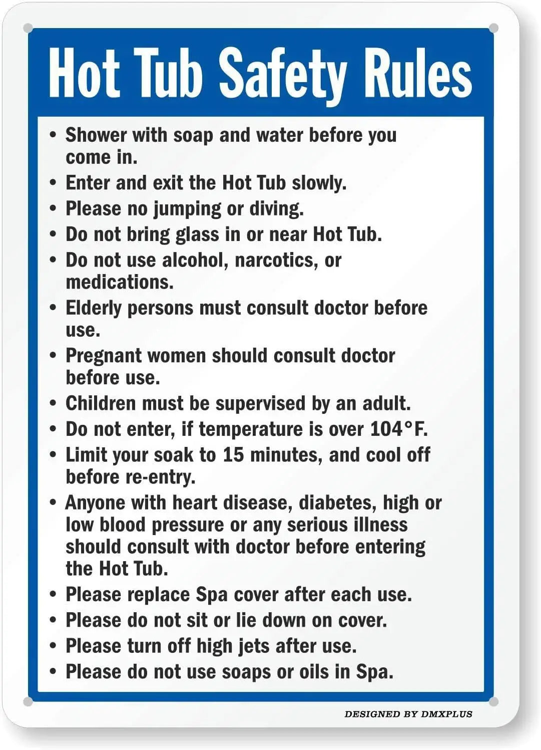 Unoopler Hot Tub Safety Rules Metal Sign