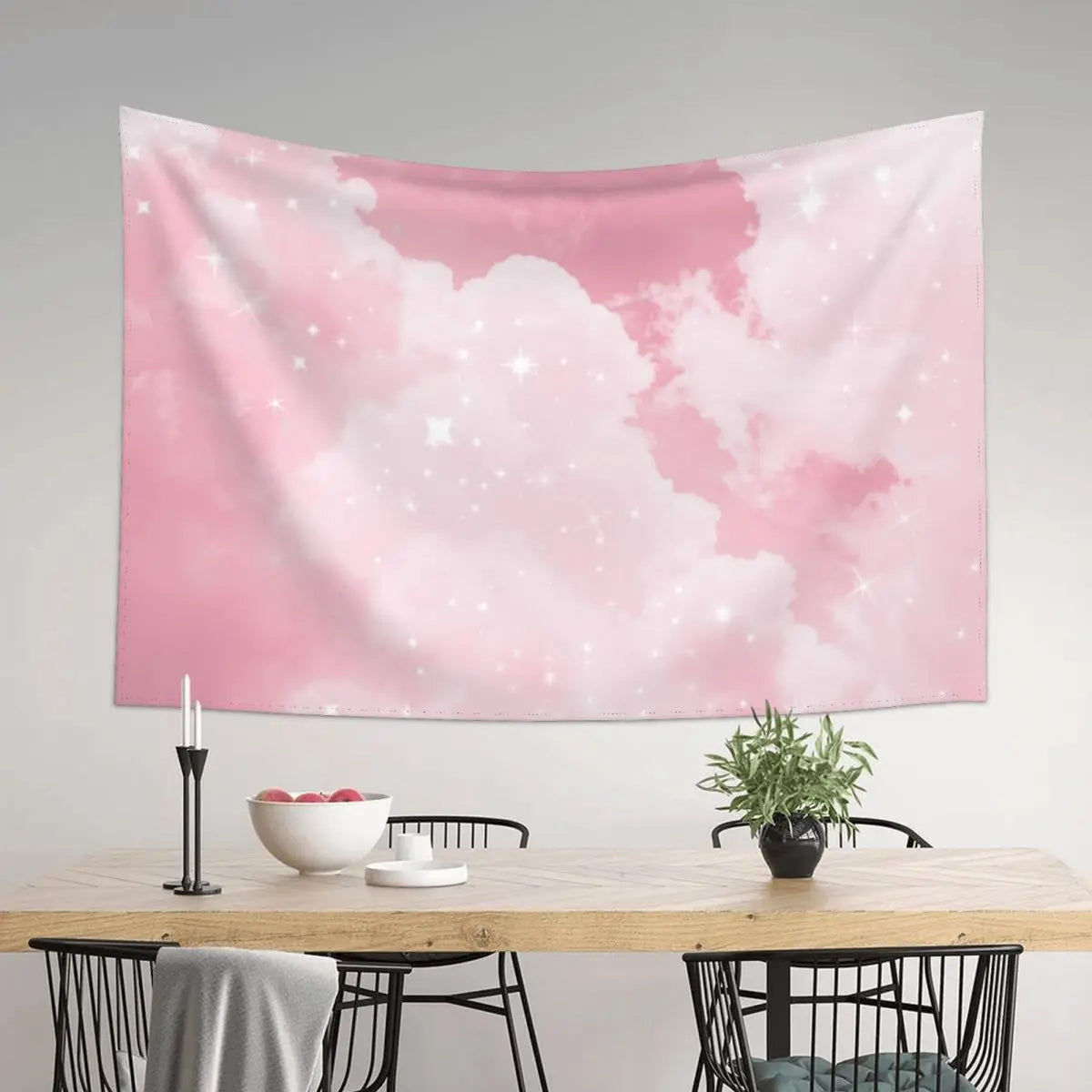 Pink Clouds Sparkling Wall Tapestry Home Decor