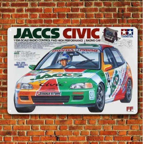 Tamiya Honda Jaccs Civic Metal Tin Sign Poster