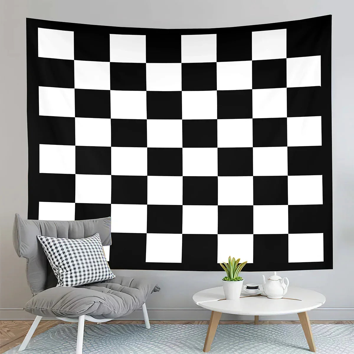Chessboard Tapestry Wall Art for Living Room & Bedroom