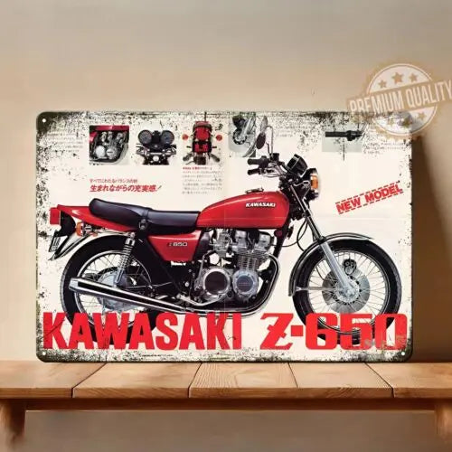 Kawasaki Z-650 Metal Poster Tin Sign 20x30cm Japan Motorcycle