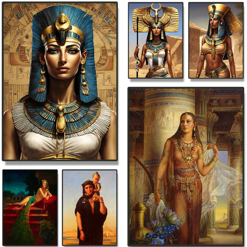 Egyptian Goddess Canvas Poster Vintage Wall Art Decor
