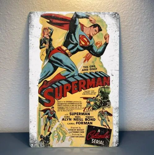 Superman Retro Comic Metal Poster Sign 20x30cm Collectible