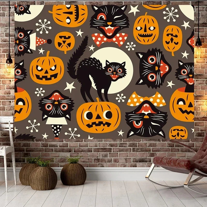 Halloween Pumpkin Tapestry Wall Decor Outdoor Poster