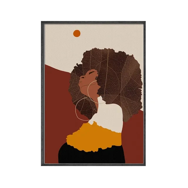 Black Queen Canvas Art: Boho Abstract Wall Decor