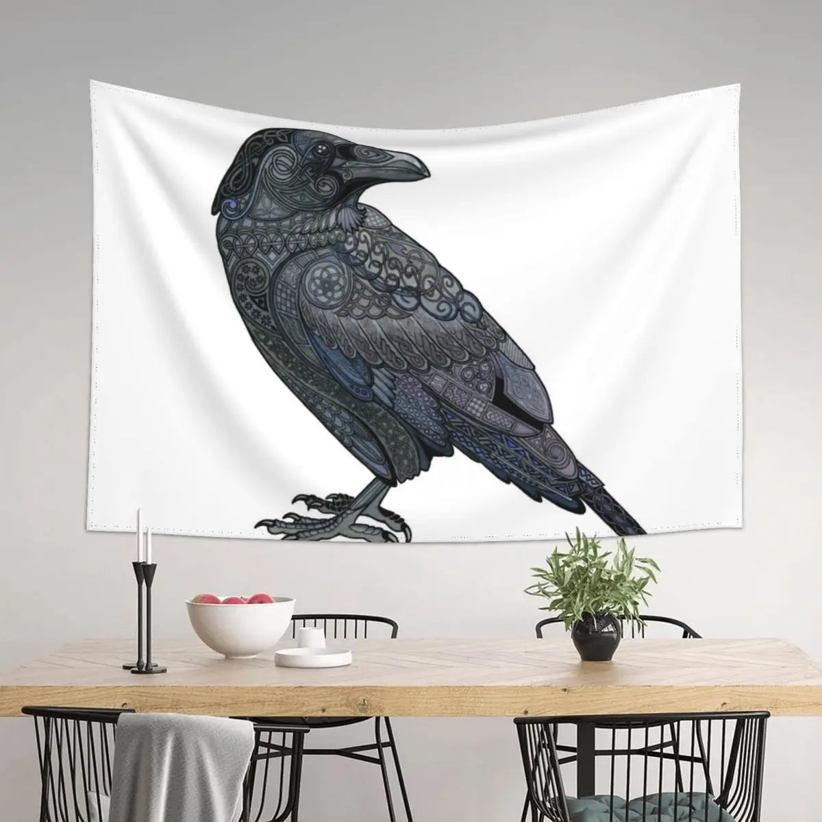 Celtic Raven Tapestry: Aesthetic Japanese Room Decor