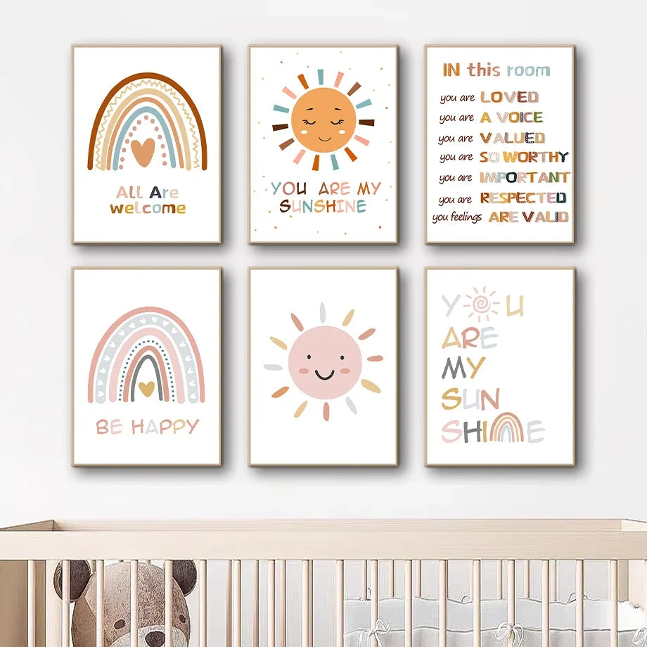Colorful Kids Room Inspirational Wall Art Prints