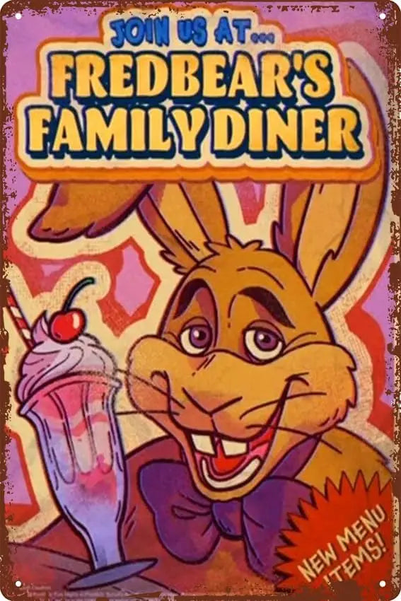 FNAF Fredbear's Diner Vintage Metal Sign Decor