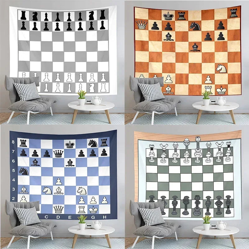 Chessboard Tapestry Wall Art for Living Room & Bedroom