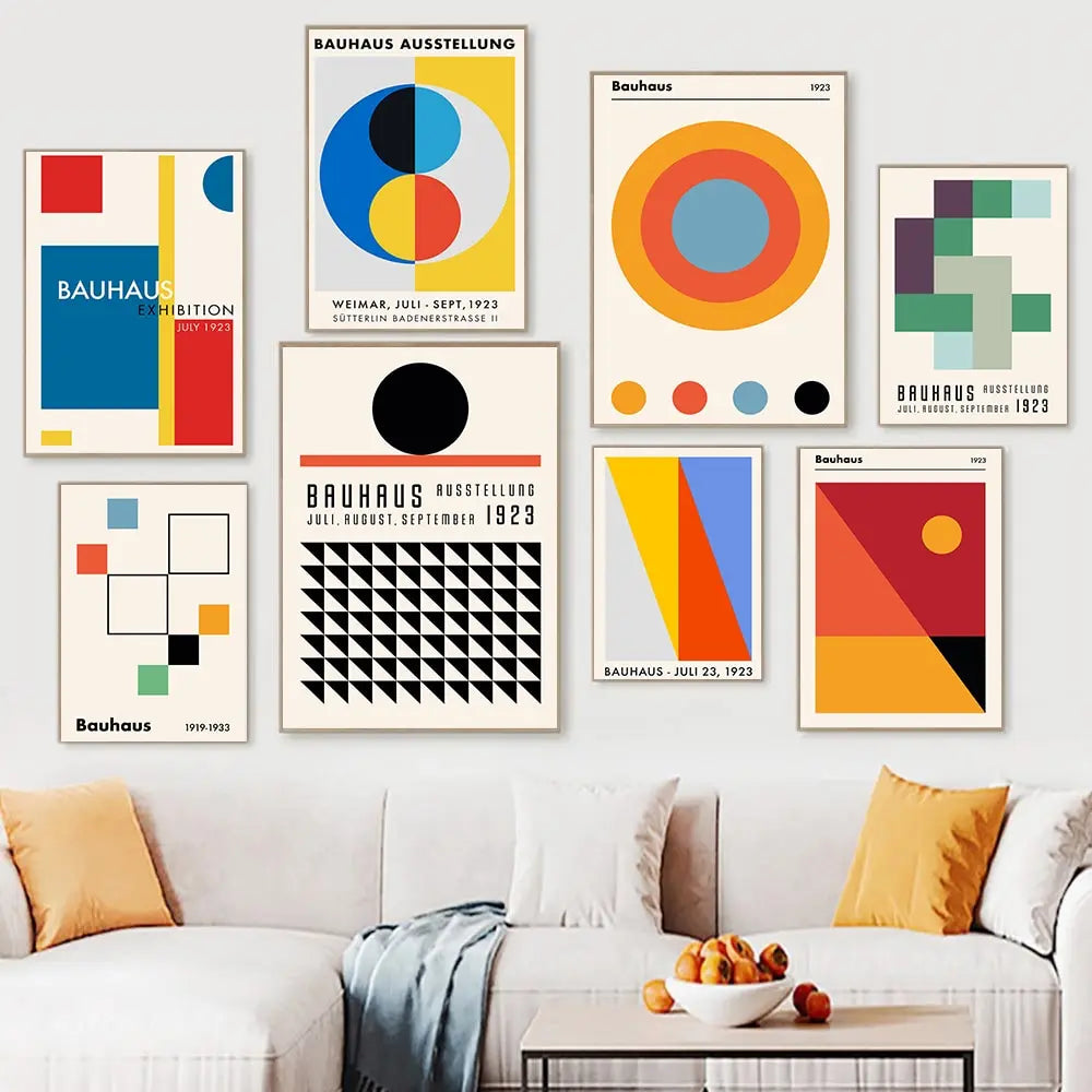 Bauhaus Geometric Canvas Art: Minimalist Abstract Prints