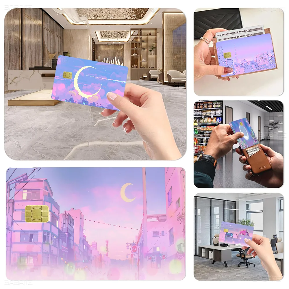 Anime Cat Moon Sticker Case for Credit Card