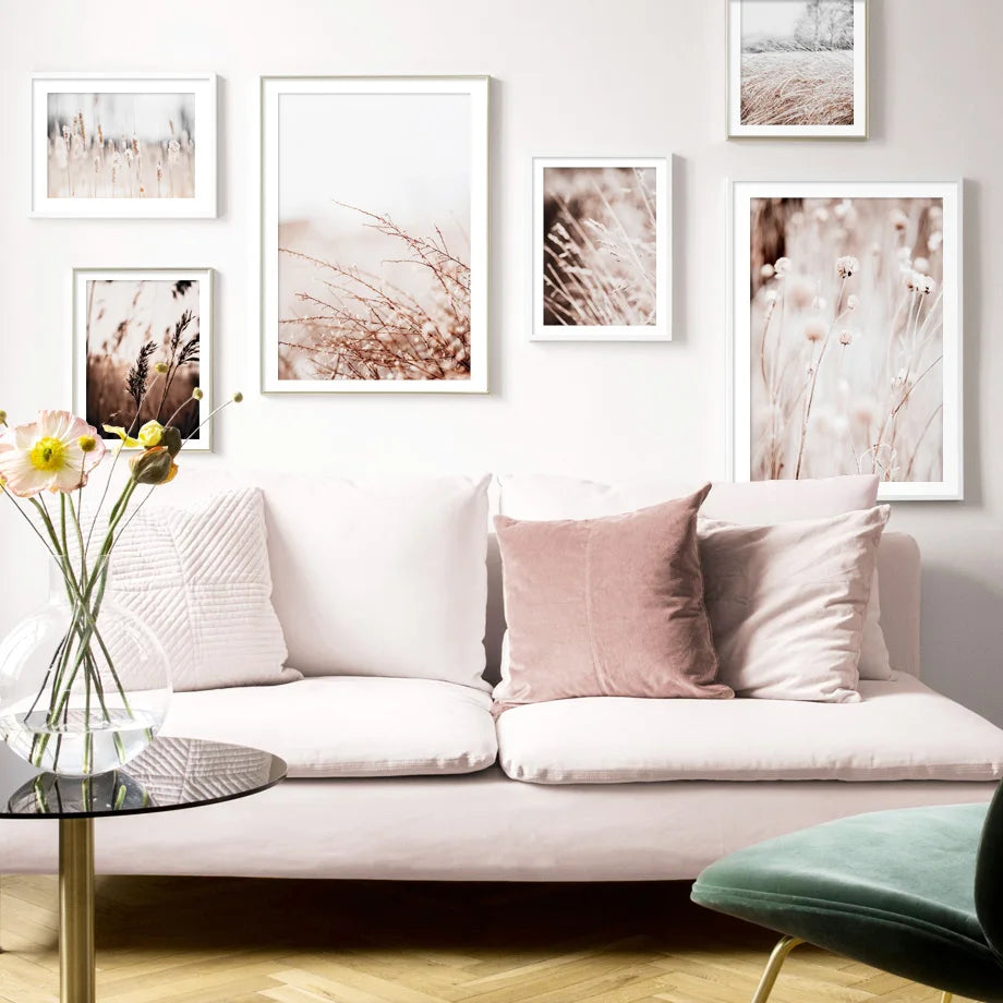 Autumn Leaves Wheat Canvas Art Nordic Wall Decor