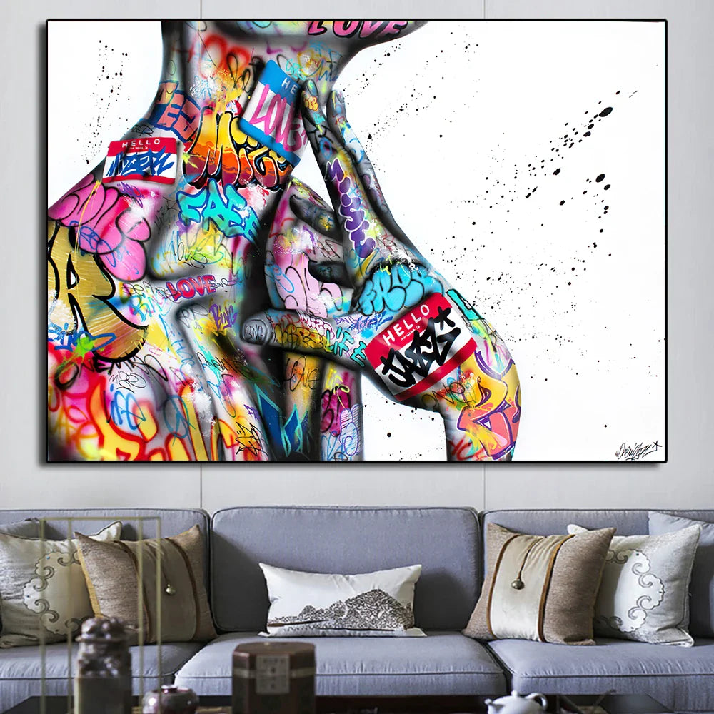 Colorful Graffiti Body Art Canvas Prints Wall Decor