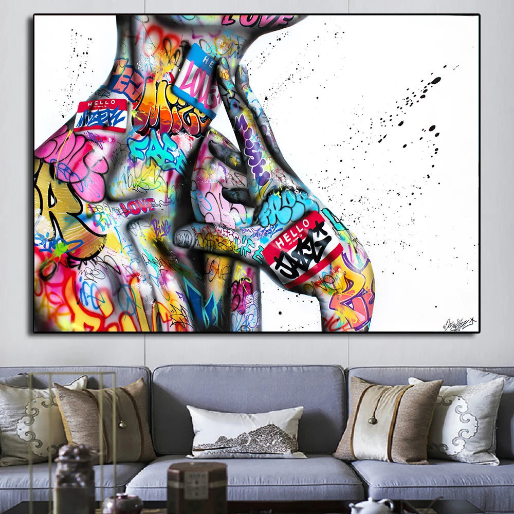 Colorful Graffiti Body Art Canvas Prints Wall Decor