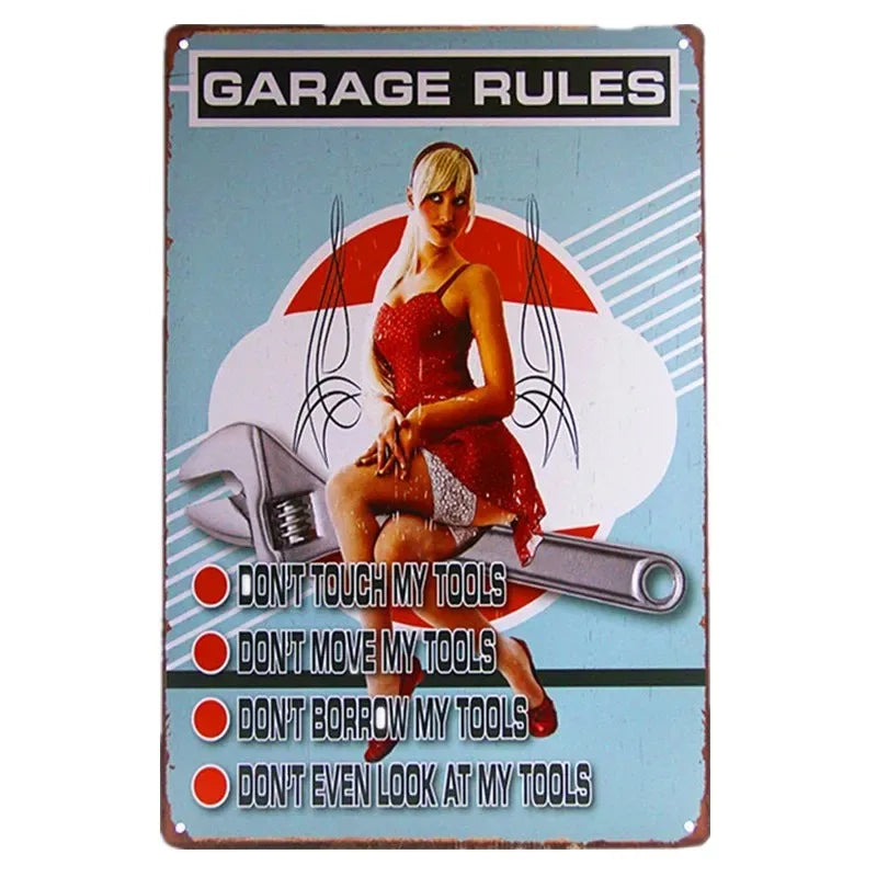 Vintage Pin Up Metal Sign Wall Decor Art Poster