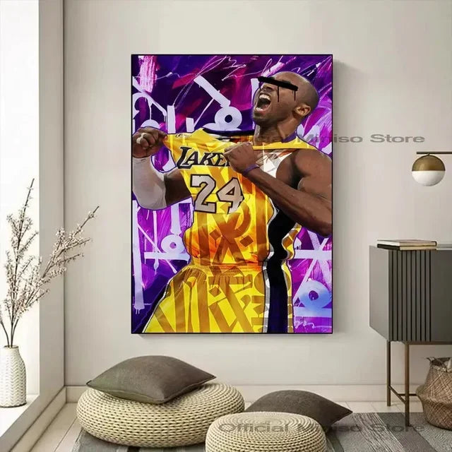 Kobe Bryant LeBron James Basketball Poster Wall Art