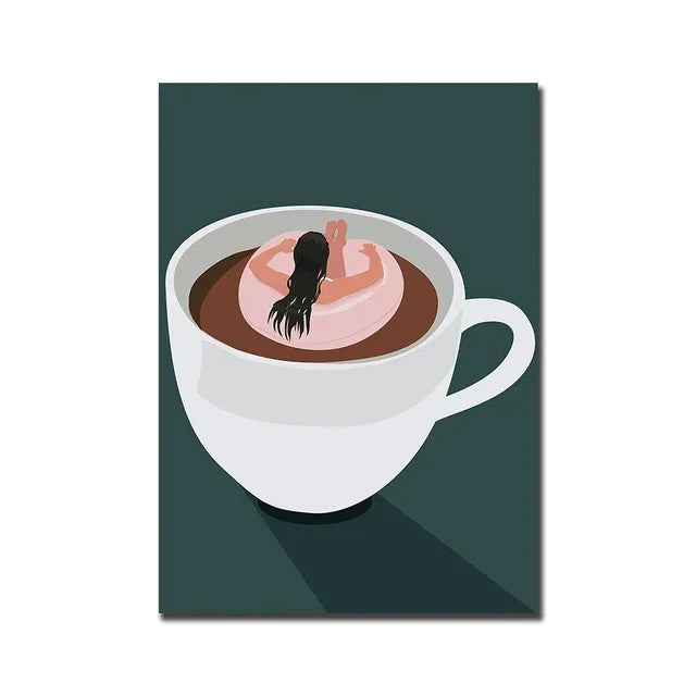 Minimalist Coffee Diver Wall Art Poster for Home Decor