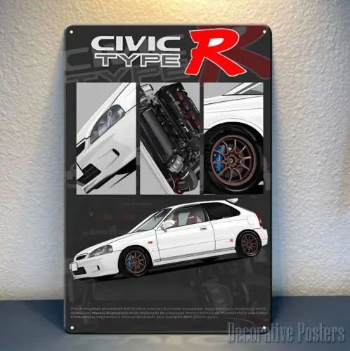Honda Civic Type-R Metal Tin Sign 20x30cm Poster