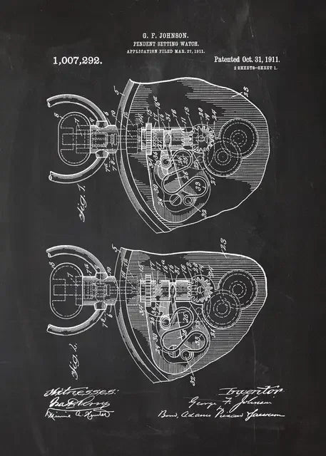 Gear Bearings Watch Patent Diagram Canvas Art Decor