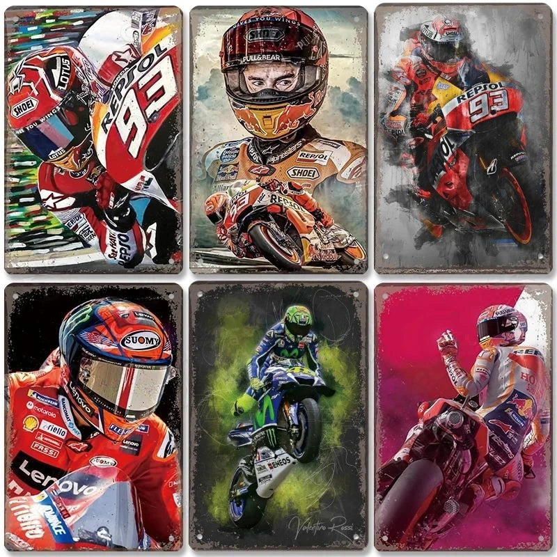Motorcycle Racing Retro Tin Sign Wall Decor
