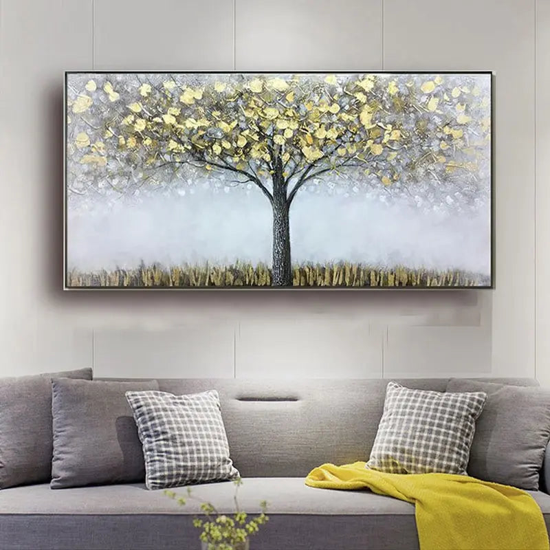Gold Money Tree Abstract Oil Painting Canvas Wall Art