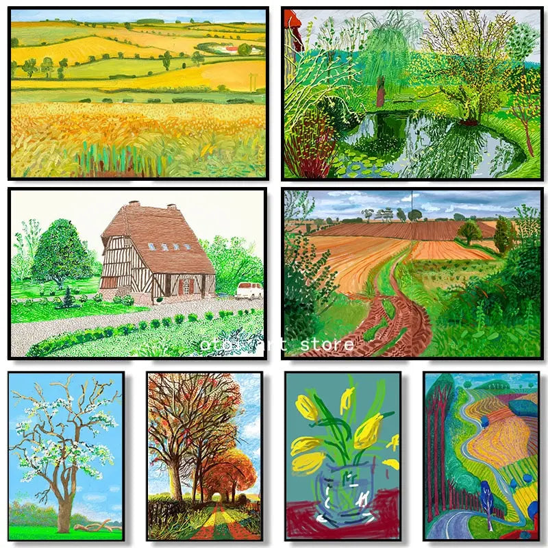 David Hockney Floral Landscape Canvas Art Prints