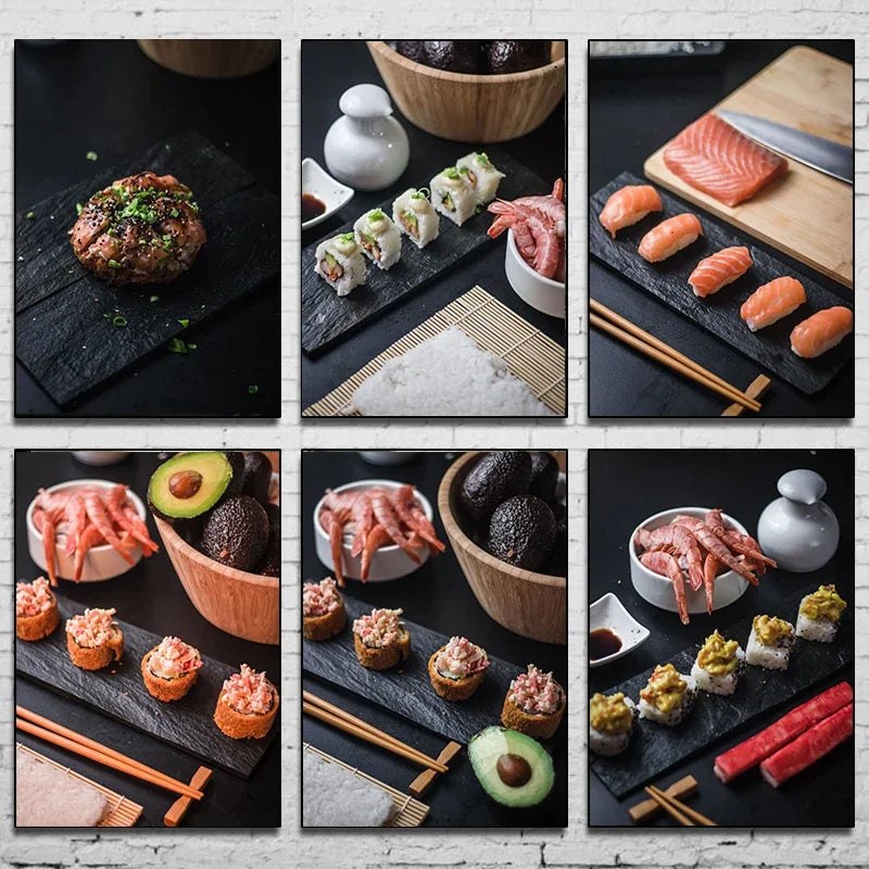 Sushi Salmon Beef Canvas Art - Kitchen & Restaurant Decor