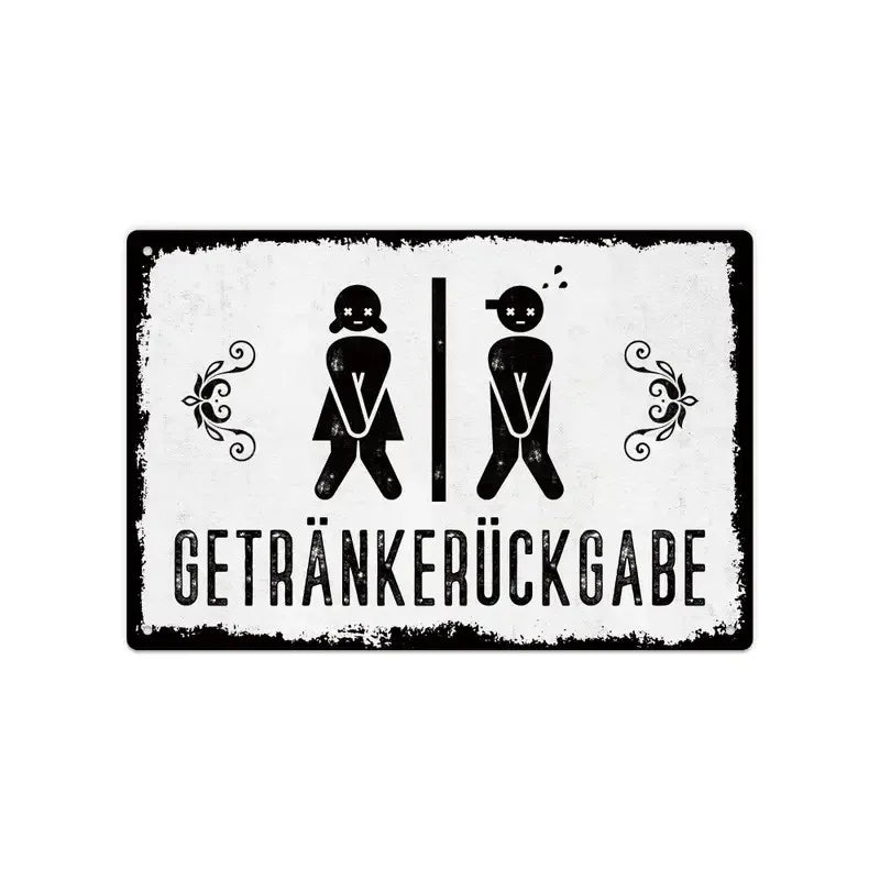 Vintage Bathroom Metal Wall Sign 8x12 Inches