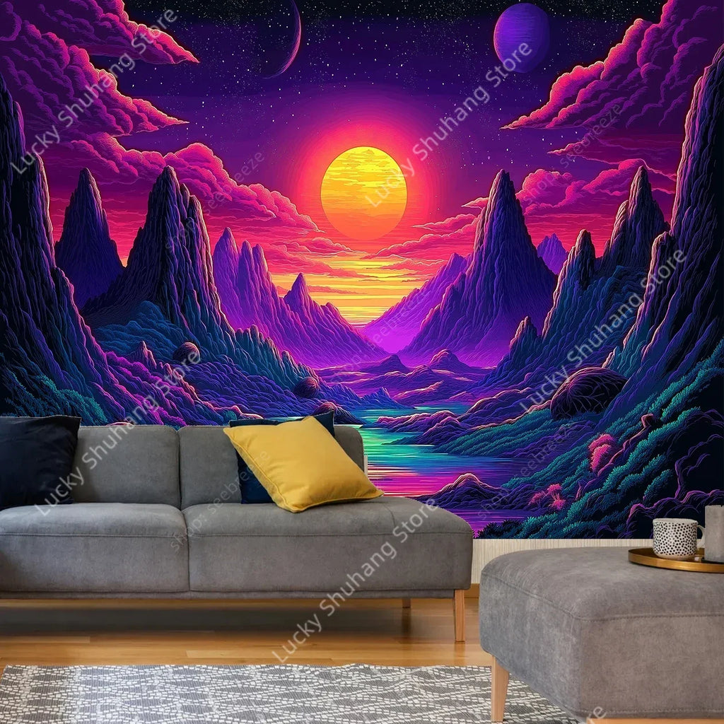Bohemian Forest Moon Tapestry Wall Art Decor