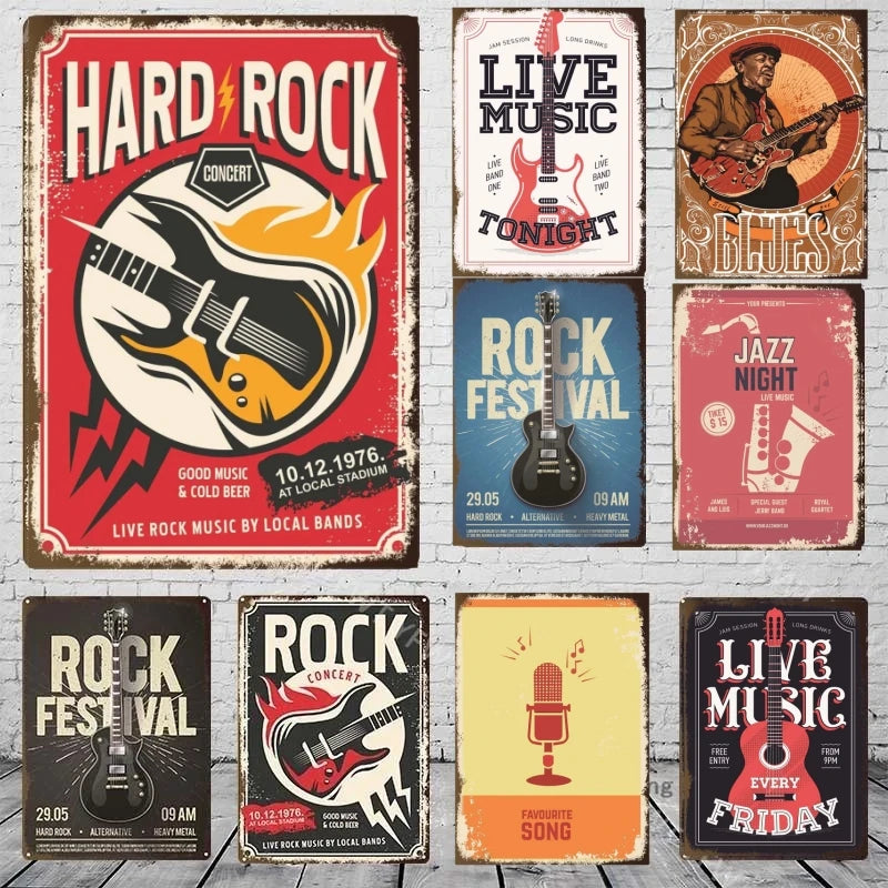 Rock Music Metal Signs - Retro Guitar Wall Art Decor