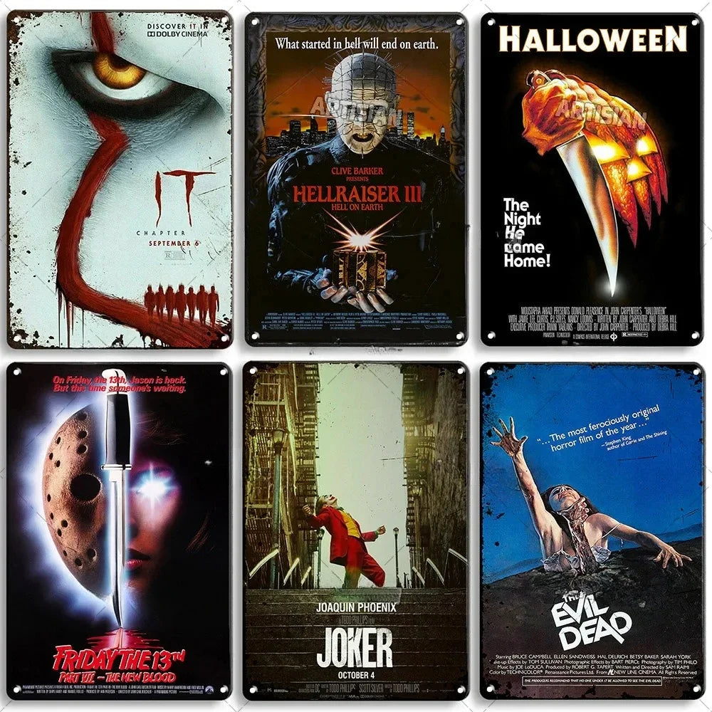Classic Horror Movie Metal Tin Sign - Retro Wall Decor