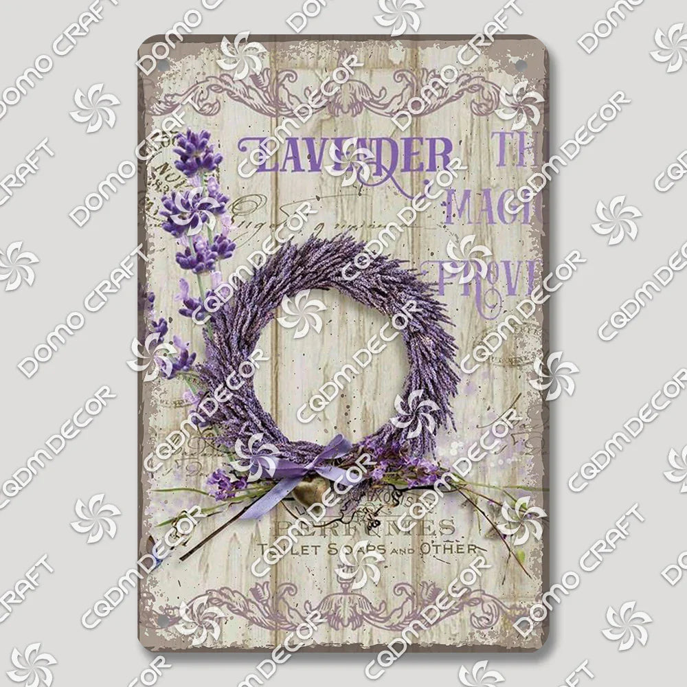 Lavender Tin Sign Metal Wall Art Decor for Cafe & Garden