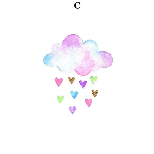 Unicorn Rainbow Watercolor Canvas Art for Girls Room