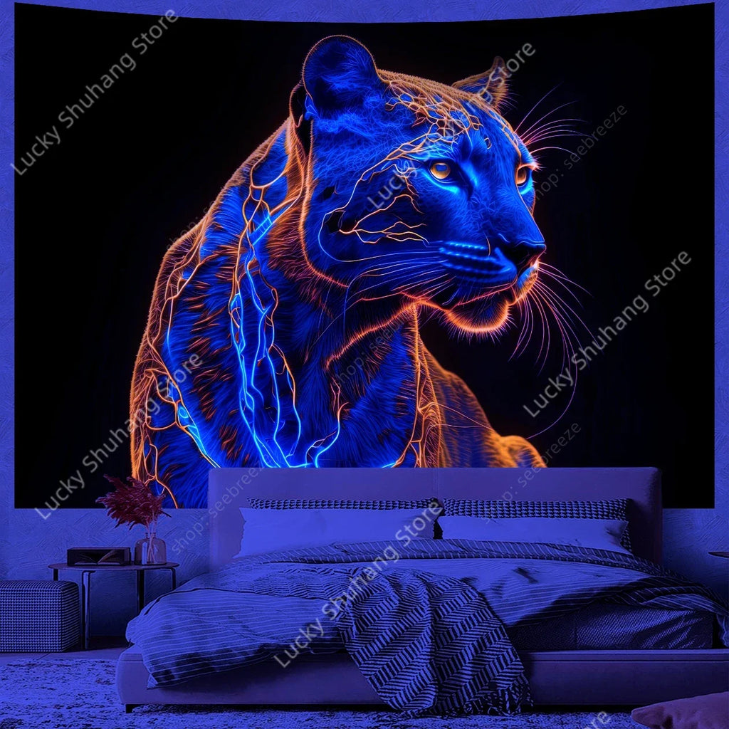 Psychedelic Animal Tapestry: Lion Tiger Leopard Decor