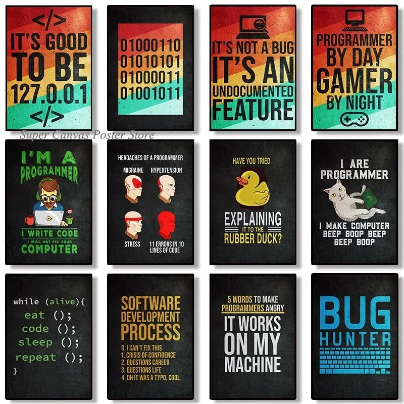 Hacker Code Canvas Poster - Funny Programmer Wall Art
