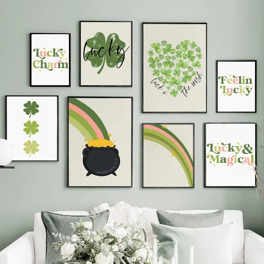 St. Patrick's Day Green Rainbow Wall Art Canvas Print