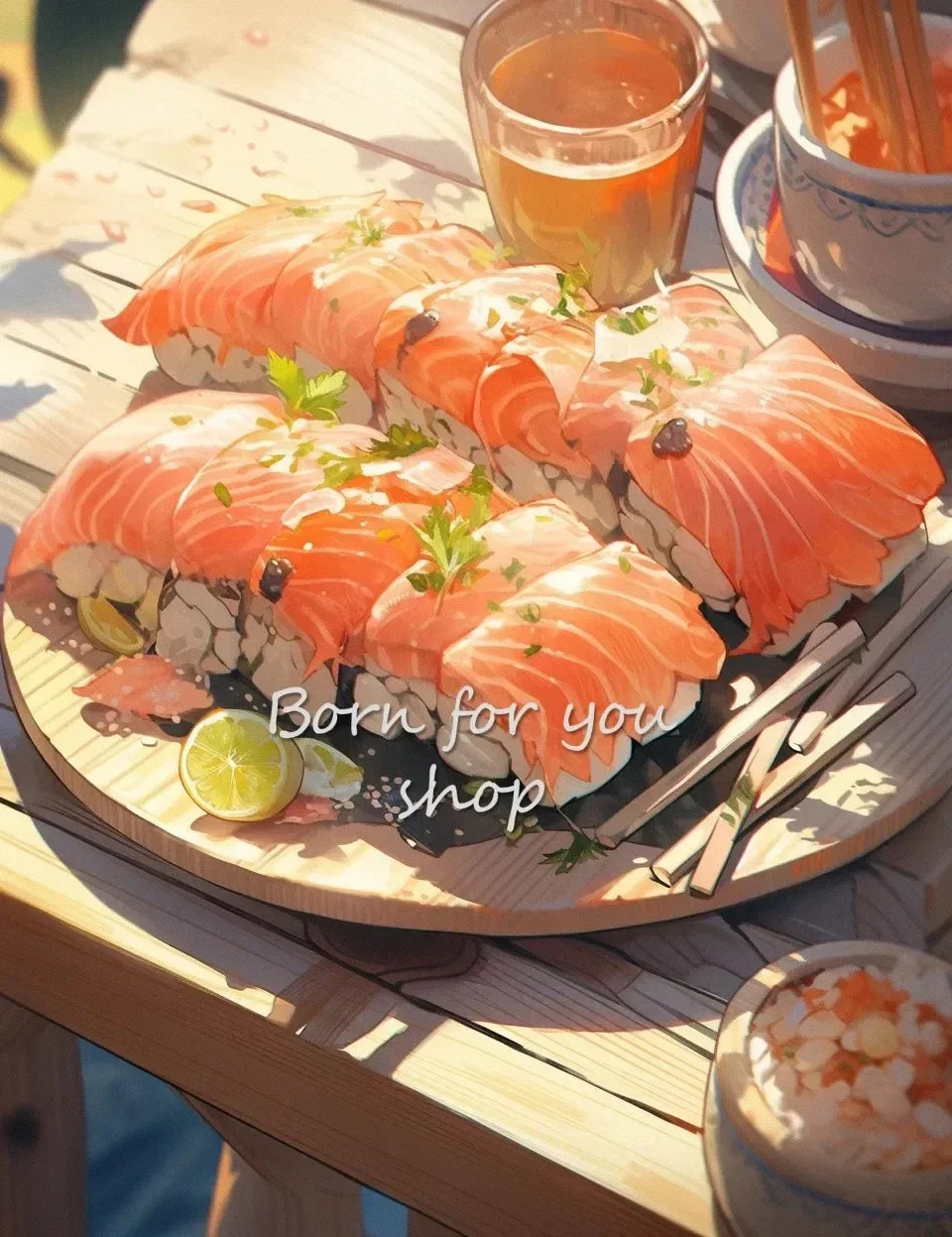Sushi Poster Canvas Art: Salmon & Shrimp Decor
