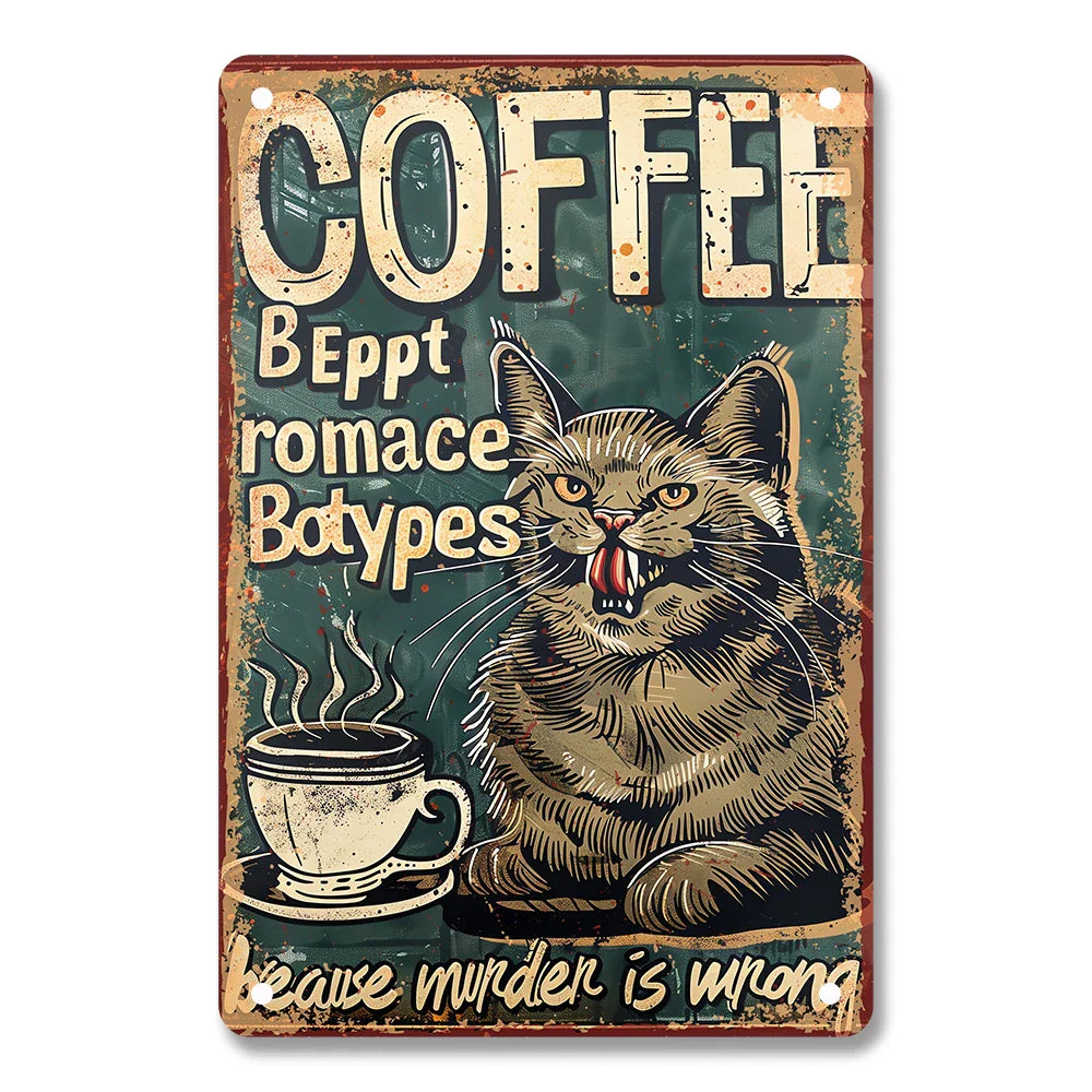Vintage Coffee Metal Tin Sign Wall Art for Cafe & Bar