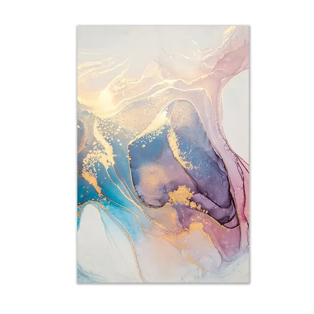 Vintage Boho Abstract Canvas Art: Pink & Blue Wall Decor