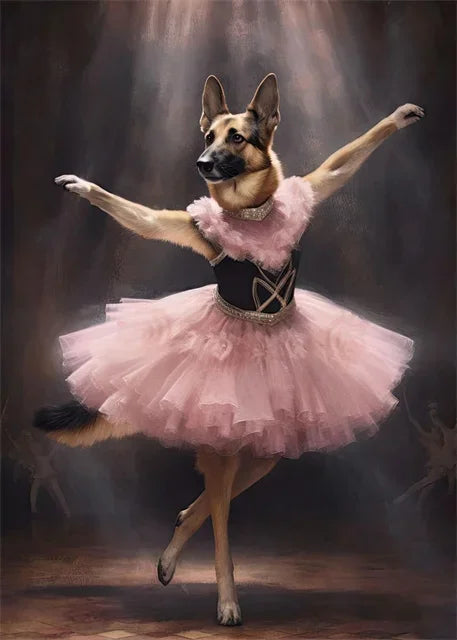 Dog Ballerina Canvas Art - Cute Dog Portrait Prints