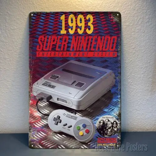 Super Nintendo 1993 Retro Metal Poster 20x30cm Sign