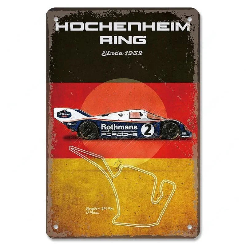 F1 Racing Car Metal Sign Garage Wall Decor