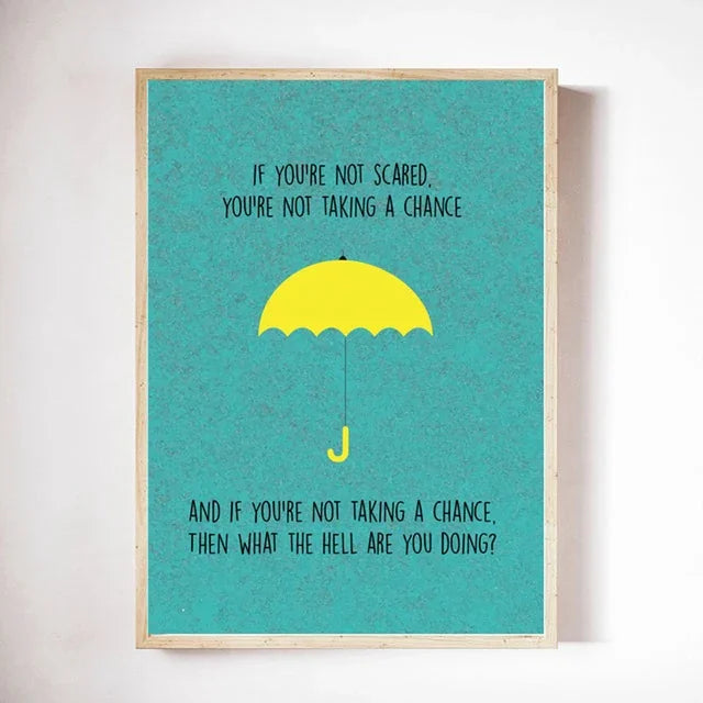 Blue HIMYM Poster with Yellow Umbrella Canvas Art Decor