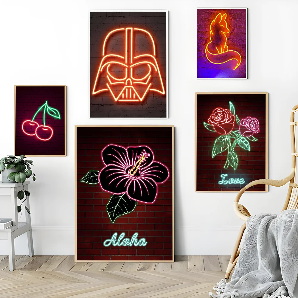 Vintage Neon Art Prints: Aesthetic Wall Decor