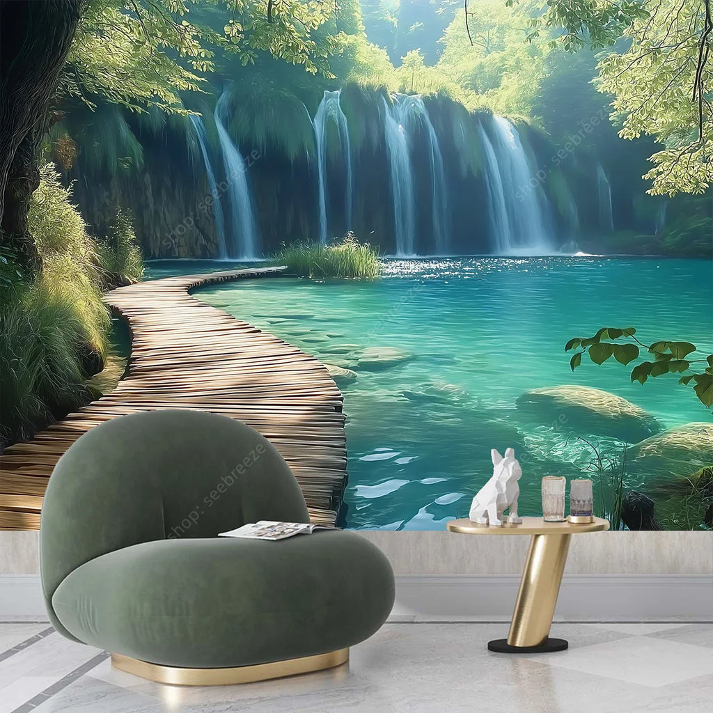 Waterfall Forest Tapestry: Nature Decor for Home & Office