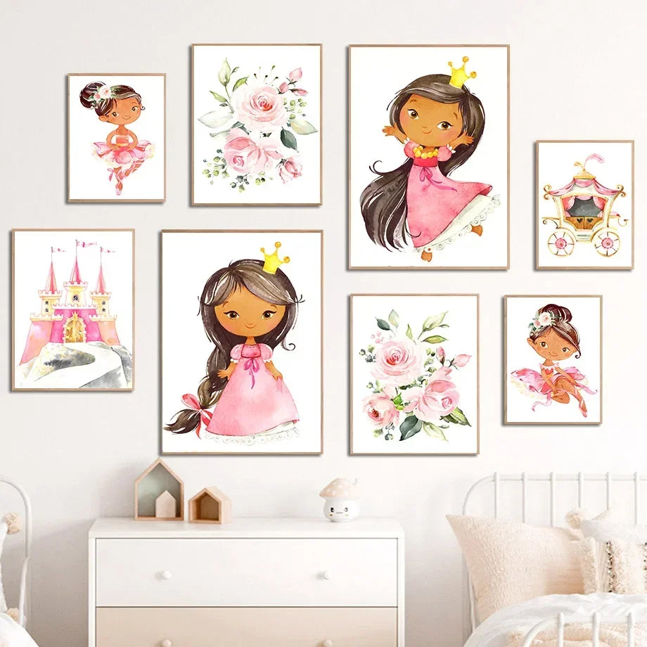 Ballet Princess Castle Nursery Wall Art Canvas Prints