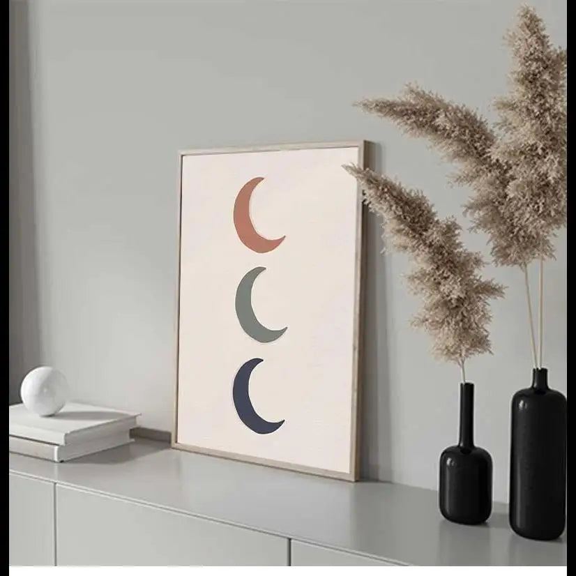 Boho Sun Moon Abstract Canvas Art Print for Living Room